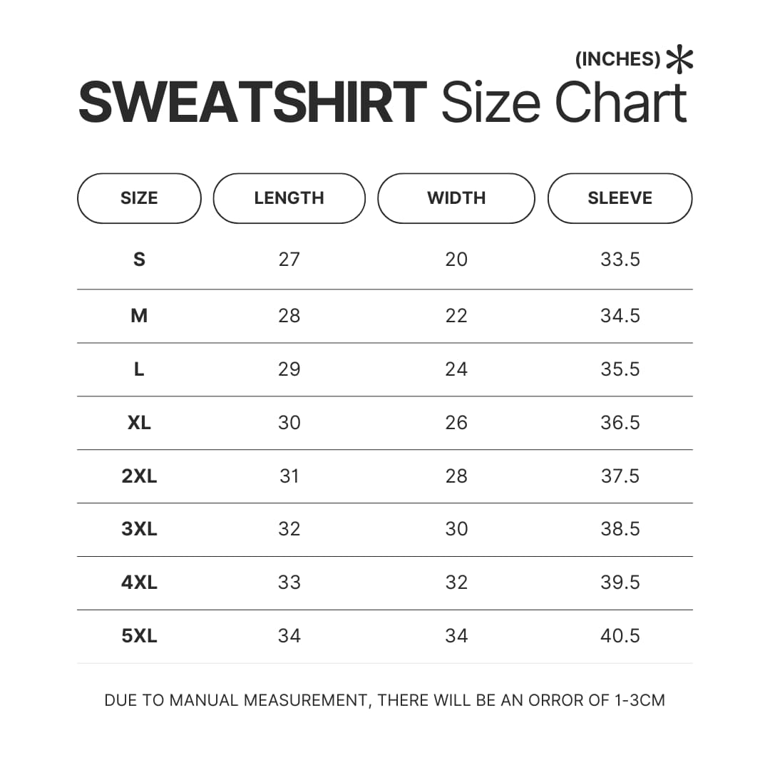 Sweatshirt Size Chart - Xenoblade Chronicles Store