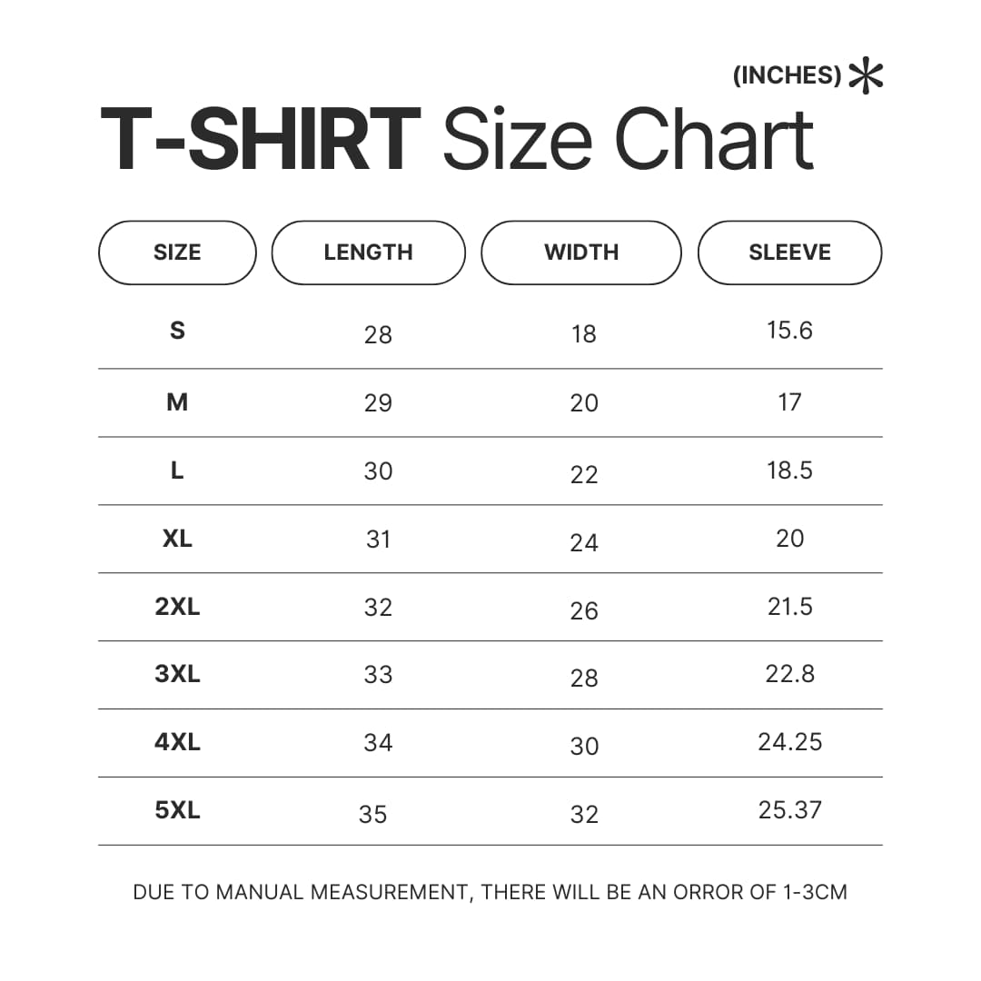 T shirt Size Chart - Xenoblade Chronicles Store